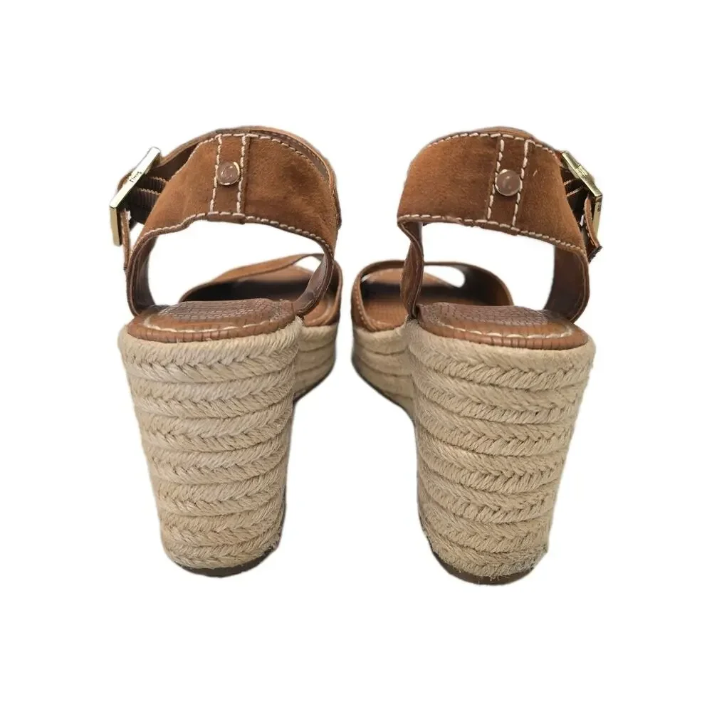 Circus by Sam Edelman Delilah Espadrille Wedge Sandals Brown Faux Suede 8.5 M